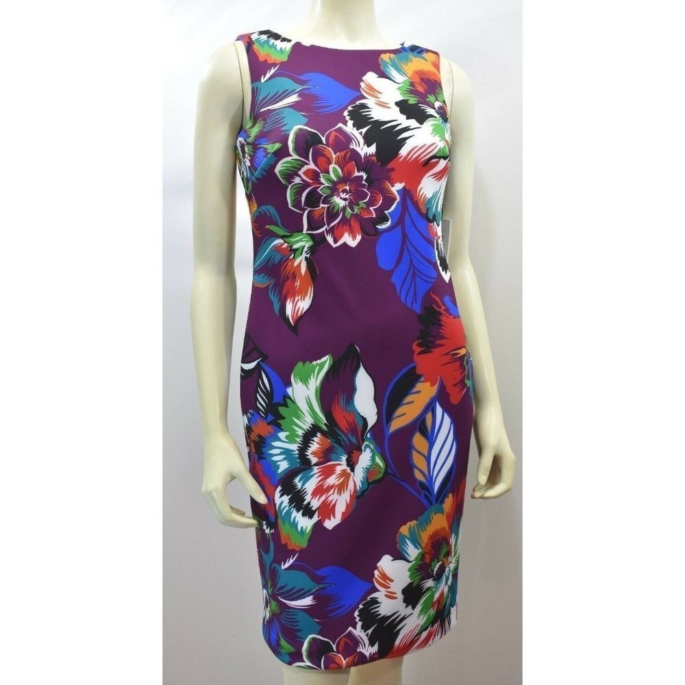CALVIN KLEIN FLORAL PRINT SHEATH DRESS 4 NEW‎ WITH TAG
